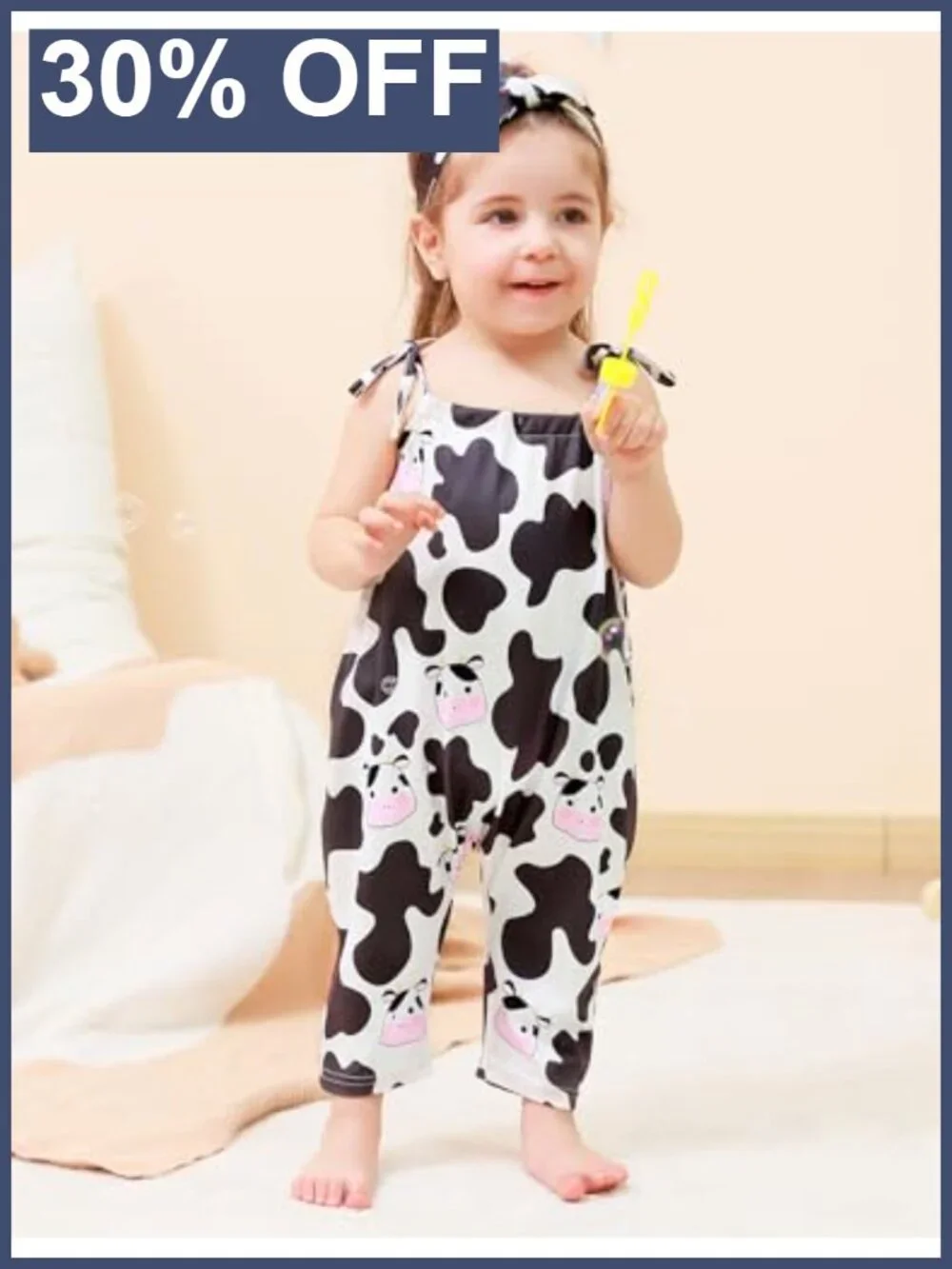 Toddler Girls Polyester Romper Jumpsuit with Headband Adjustable Straps Summer